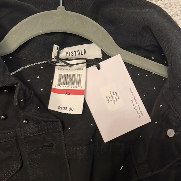 Black denim jacket with grey studs - Picture 3 of 5